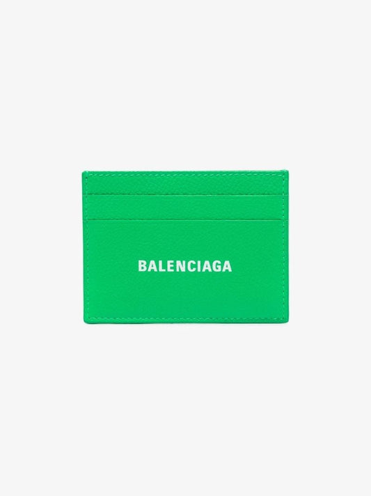 Green Logo Leather Card Holder