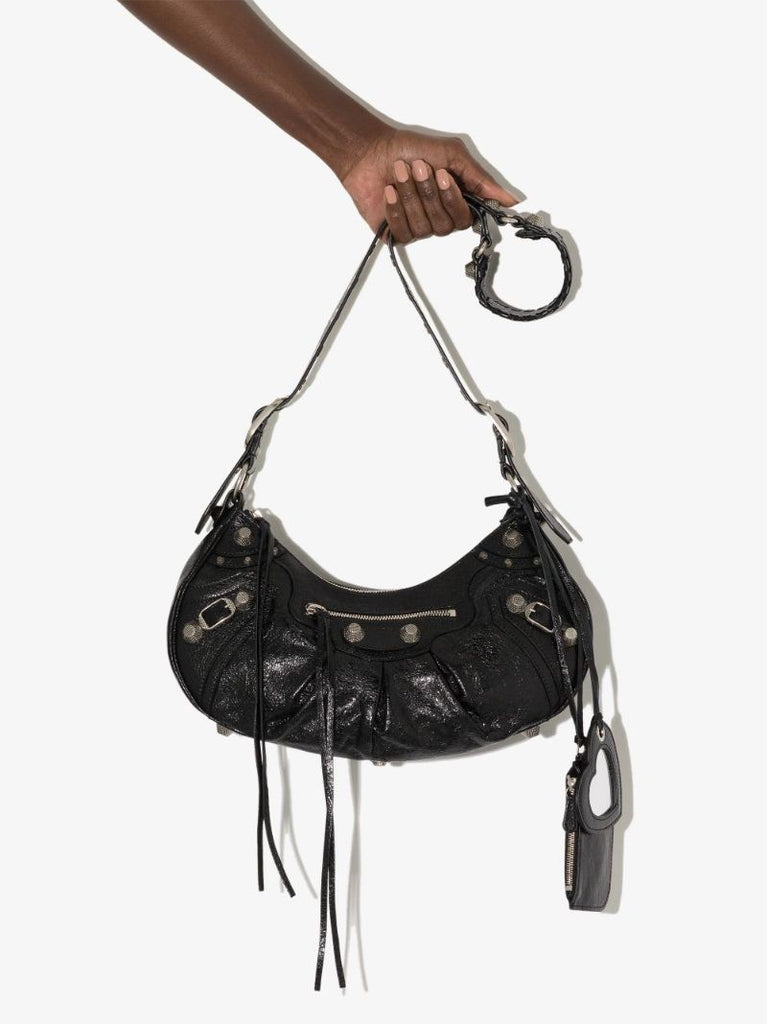 Black Le Cagole Small Leather Shoulder Bag