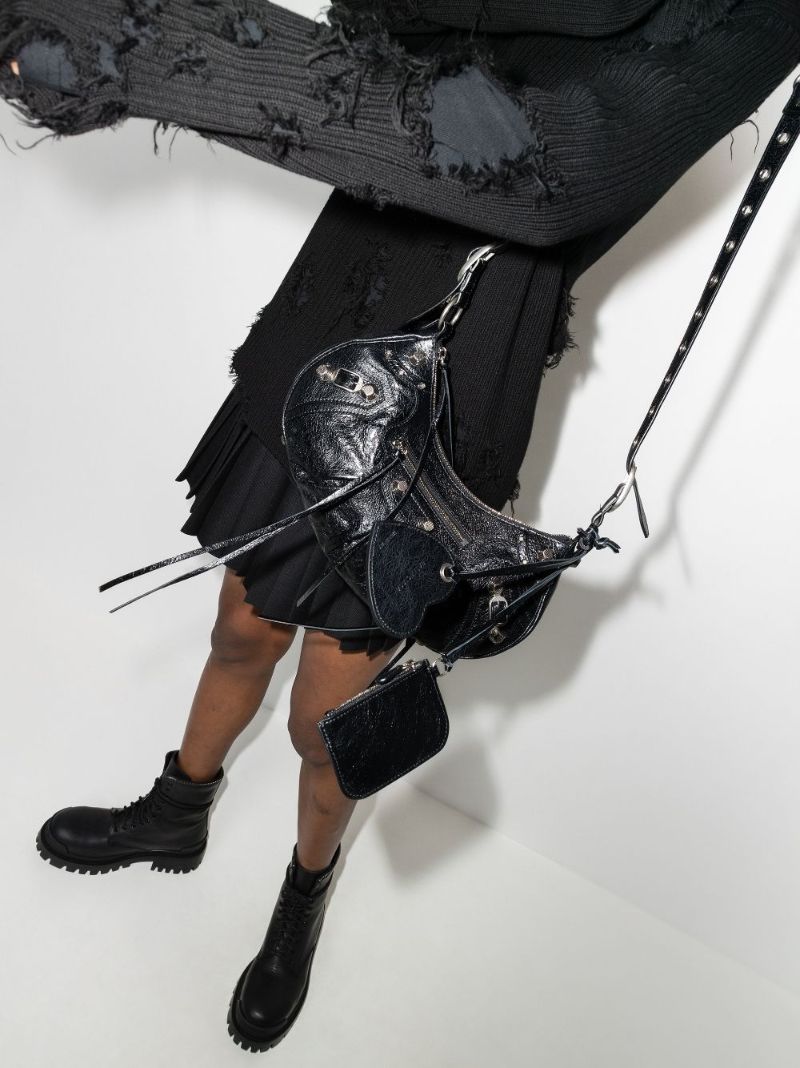 Black Le Cagole Small Leather Shoulder Bag
