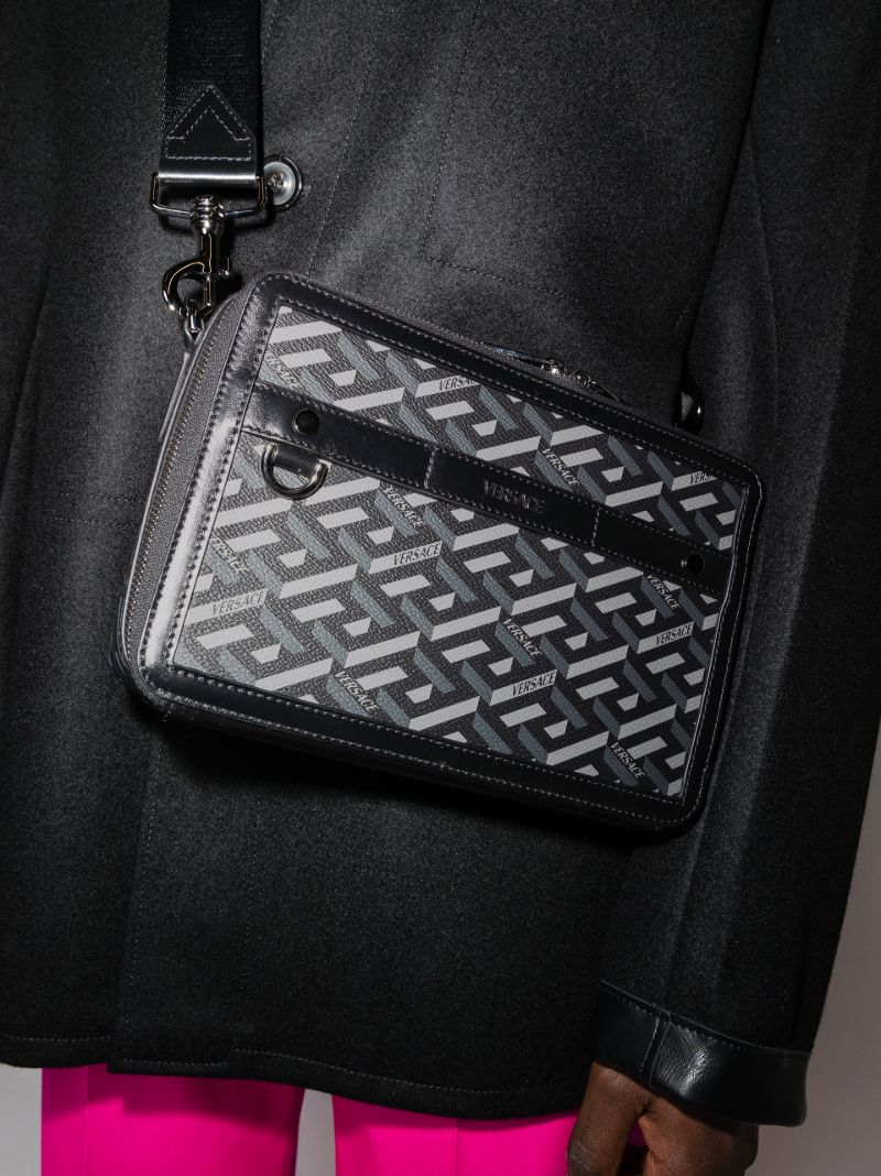 Black La Greca Signature Messenger Bag