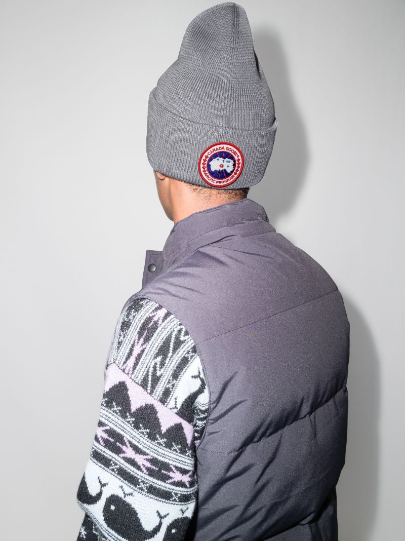 Grey Arctic Disc Wool Beanie Hat