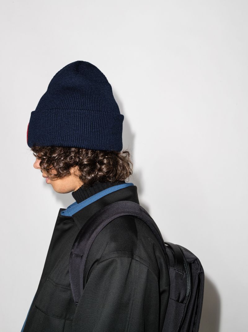 Blue Logo-appliquÃ_x0083_Â© Wool Beanie Hat
