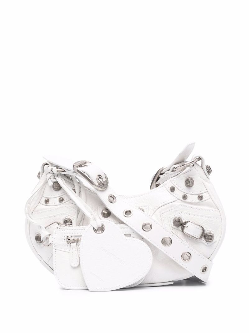 White Le Cagole Mini Leather Shoulder Bag