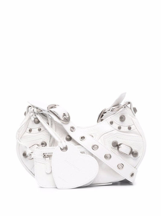 White Le Cagole Mini Leather Shoulder Bag