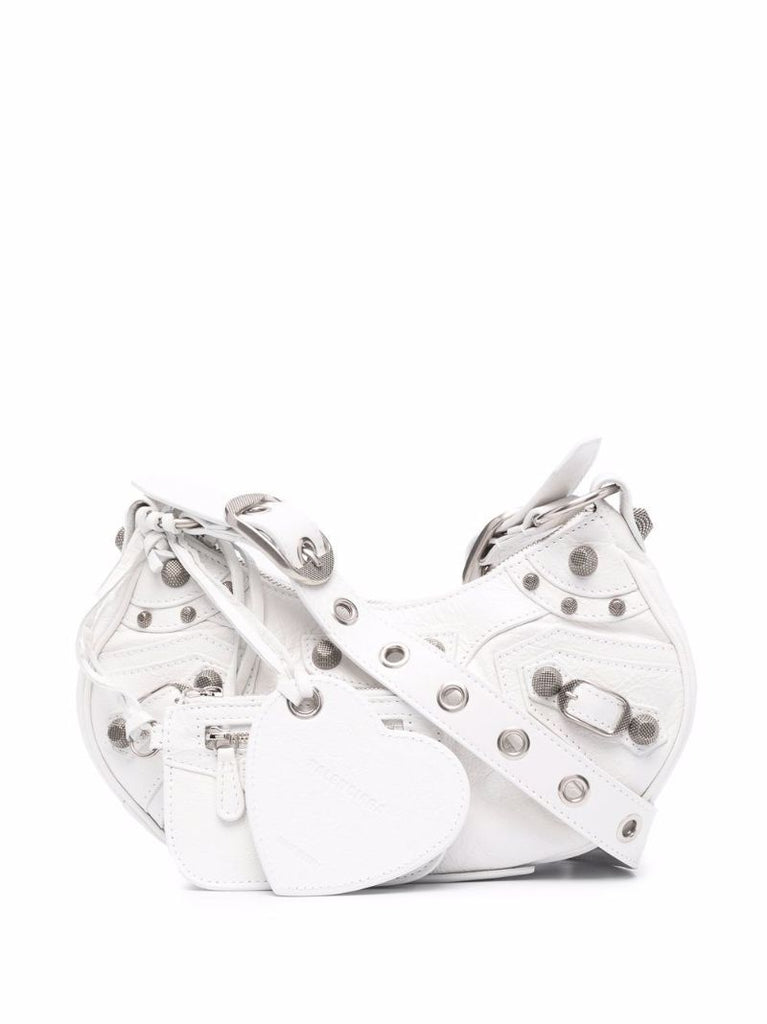 White Le Cagole Mini Leather Shoulder Bag