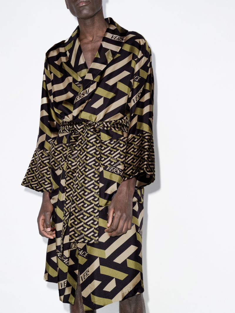 La Greca Embroidered Silk Robe
