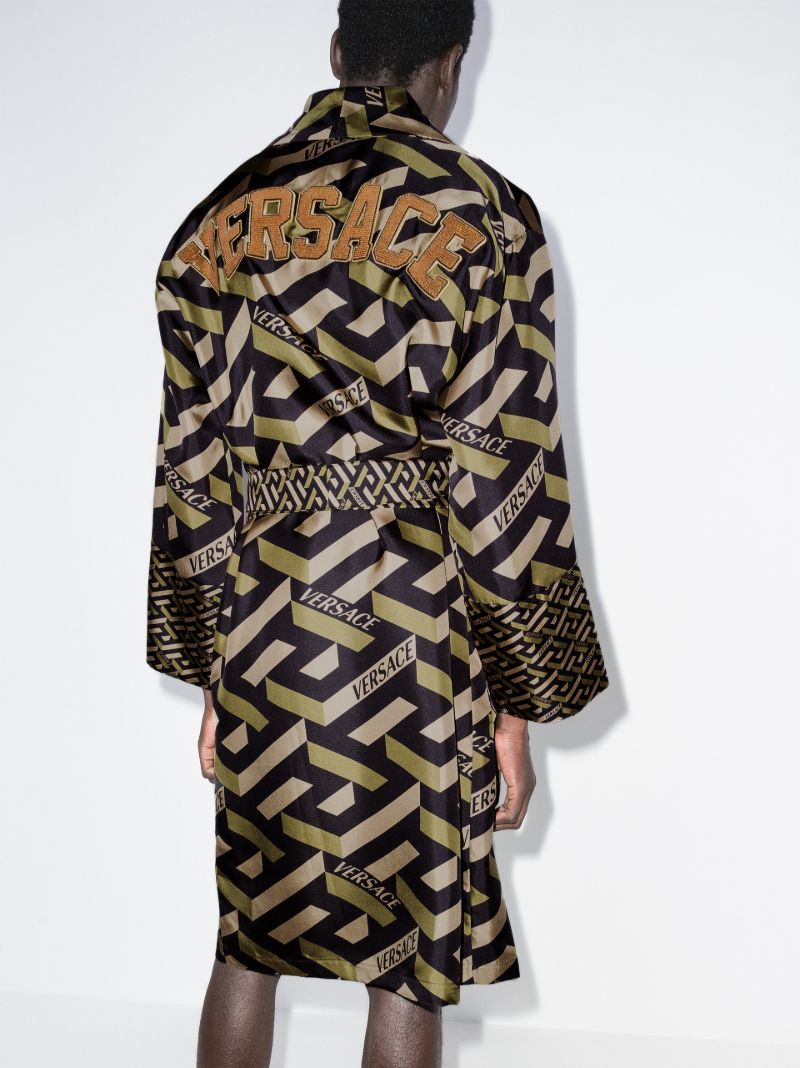La Greca Embroidered Silk Robe