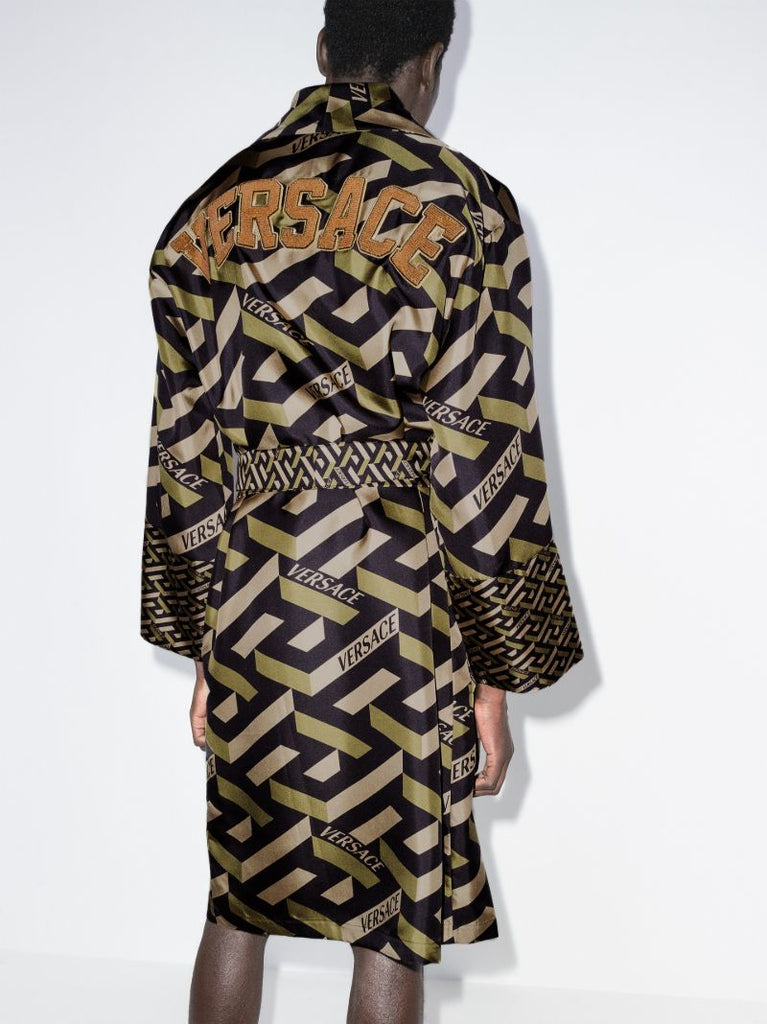 La Greca Embroidered Silk Robe