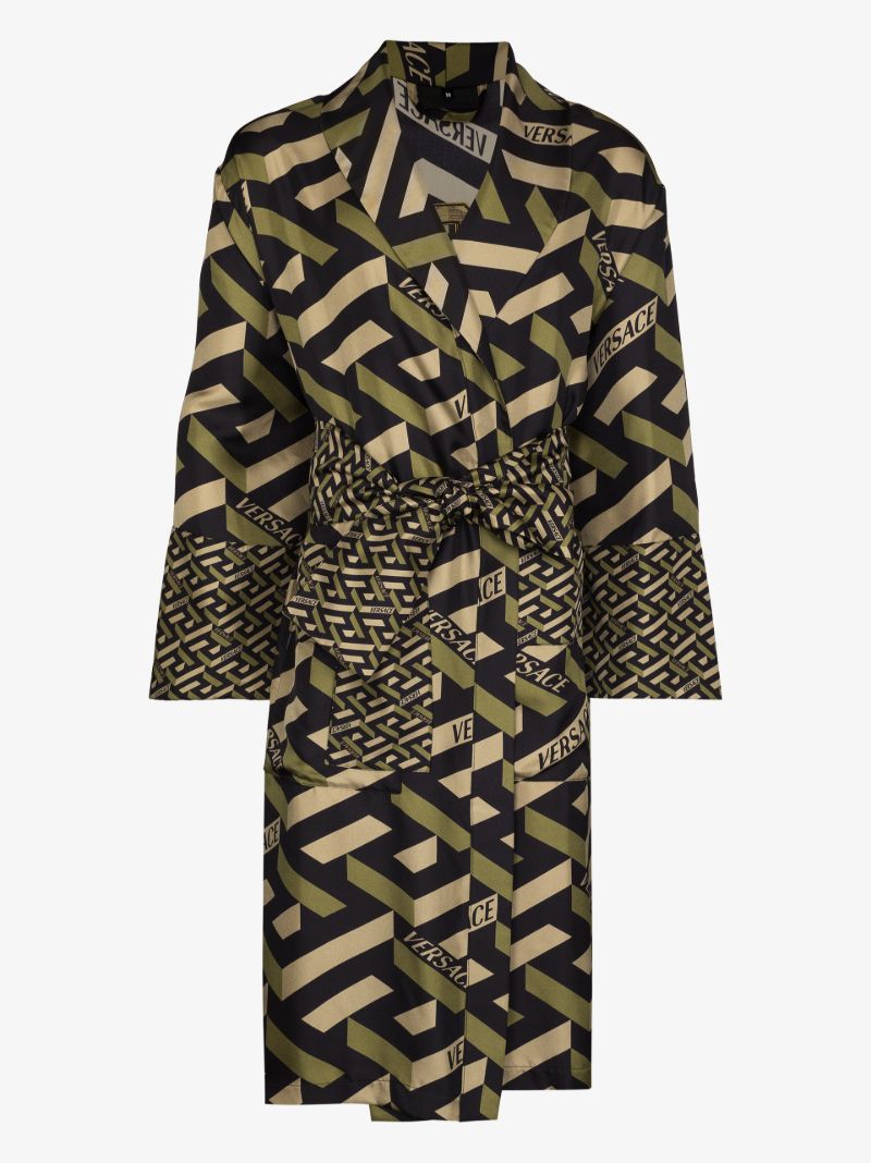 La Greca Embroidered Silk Robe