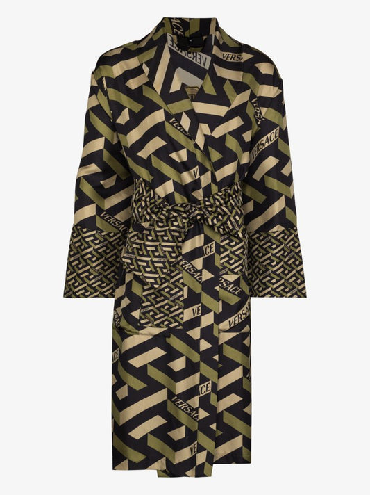 La Greca Embroidered Silk Robe