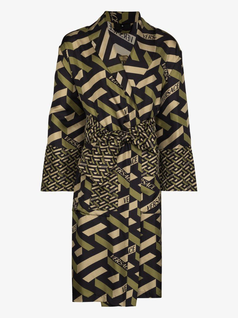 La Greca Embroidered Silk Robe