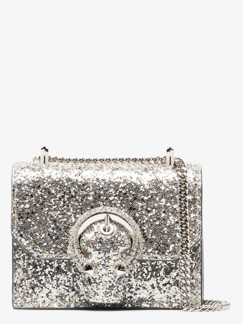 Silver Tone Paris Glitter Mini Bag