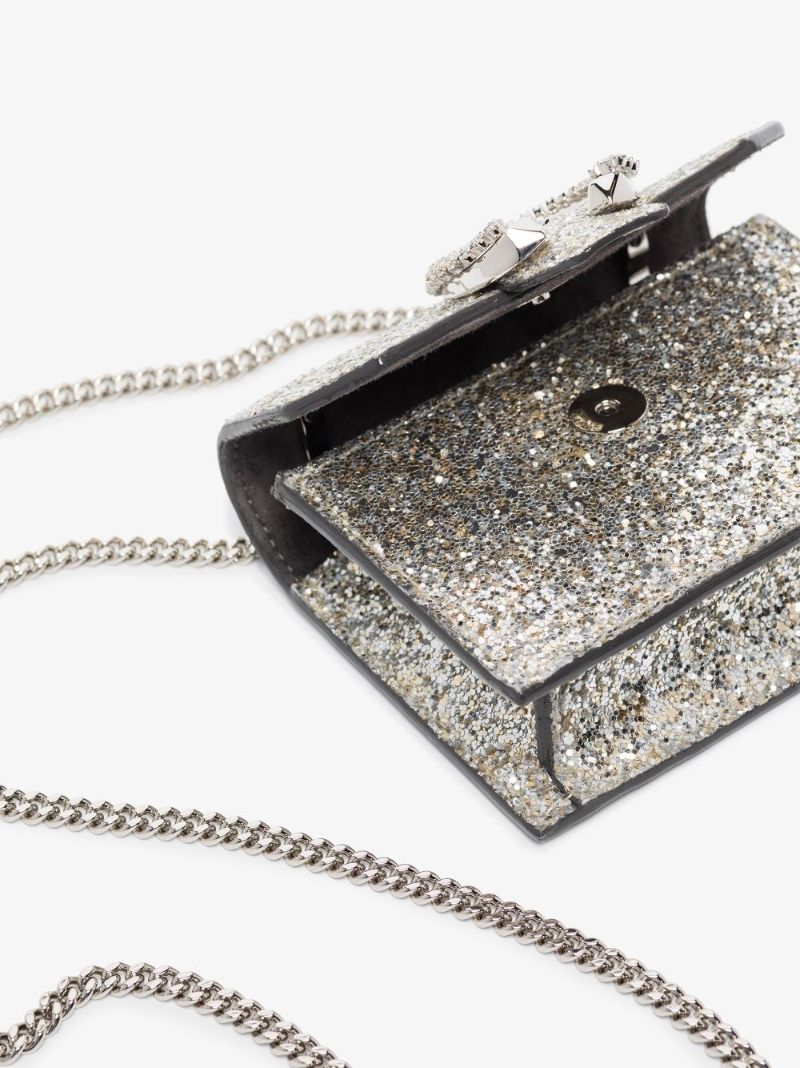 Silver Tone Paris Glitter Mini Bag