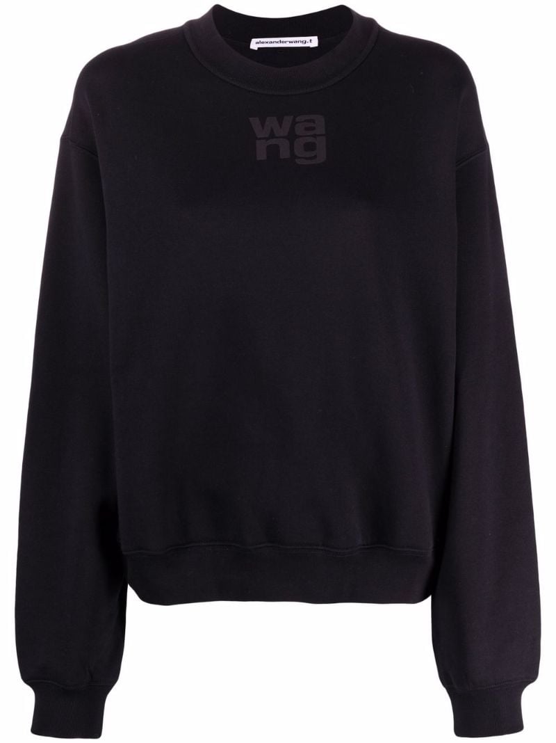 Black Logo Print Cotton Sweatshirt