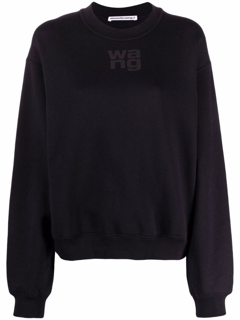 Black Logo Print Cotton Sweatshirt