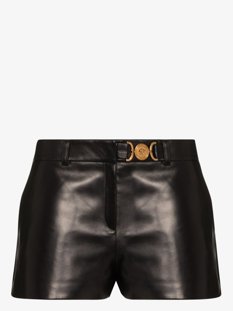 Buckle Detail Leather Shorts