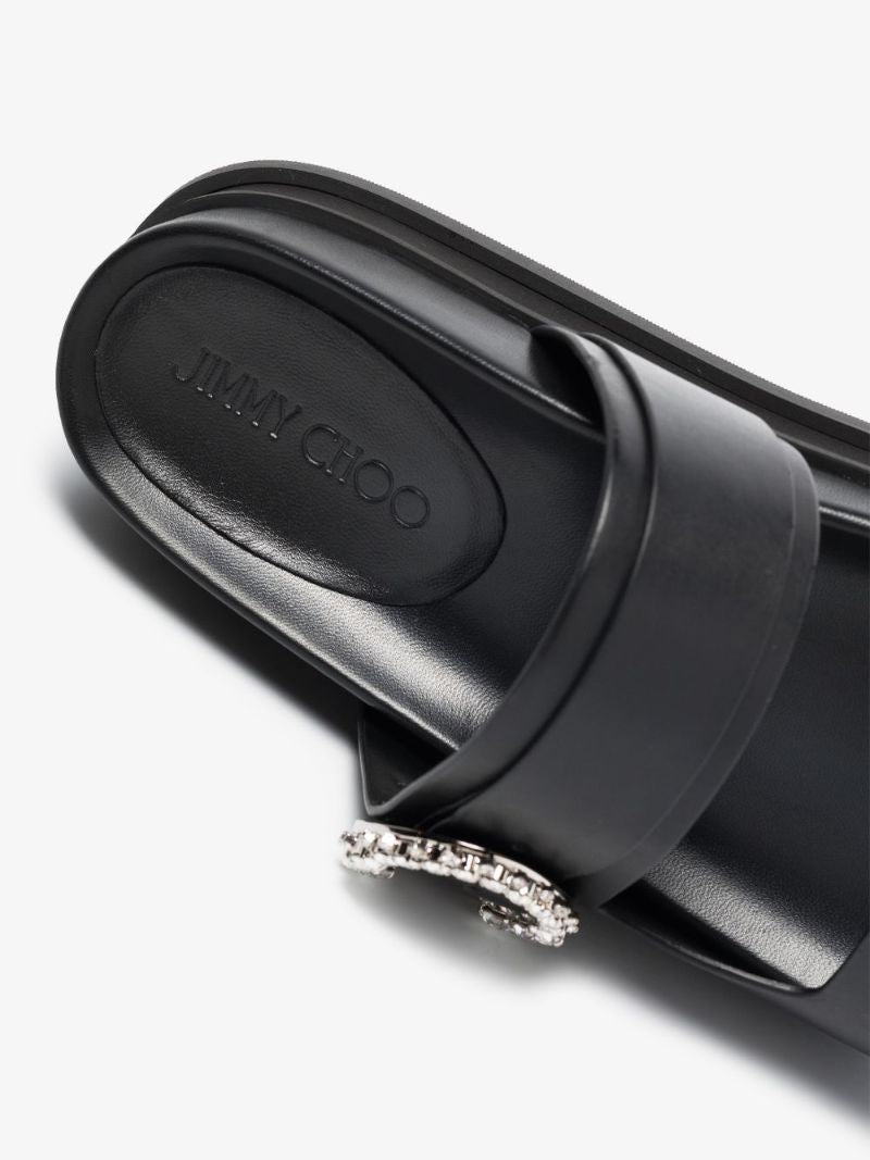 Black Marga Crystal Leather Sandals