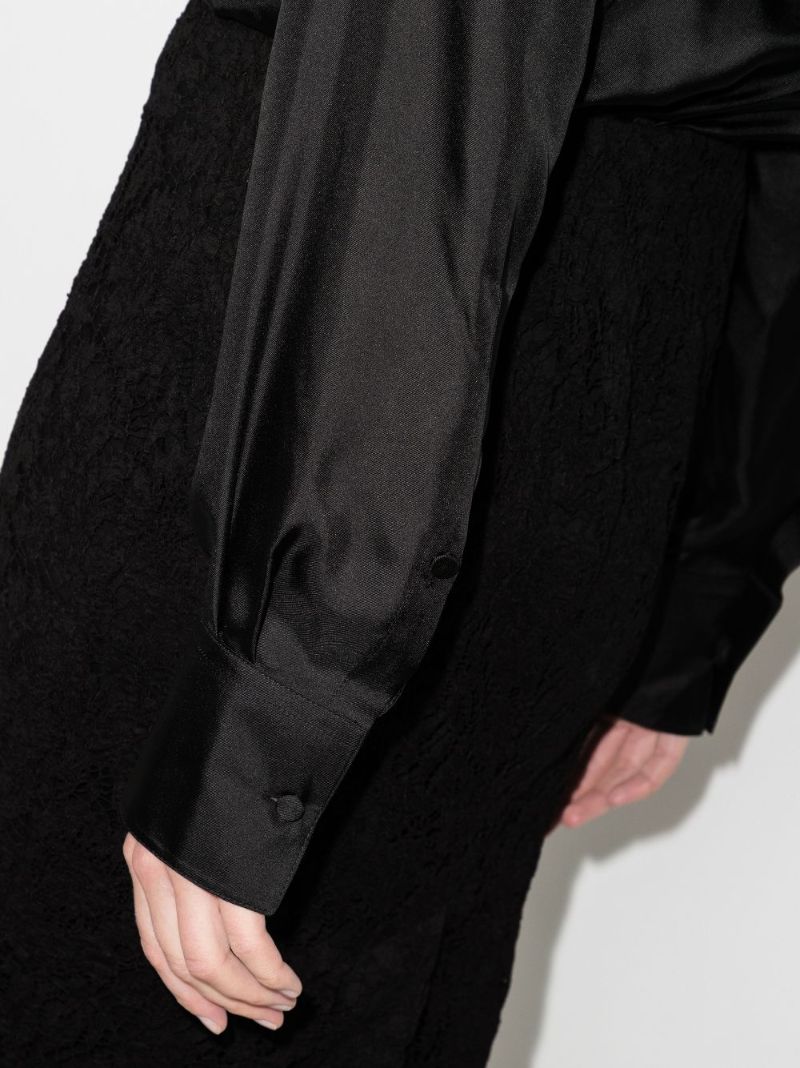 Tie Neck Silk Midi Dress
