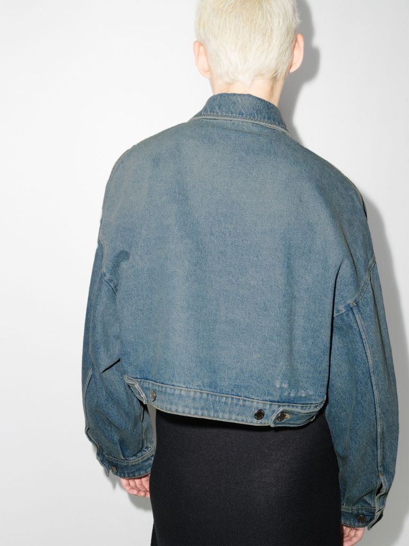 Logo Plaque Cropped Denim Jacket