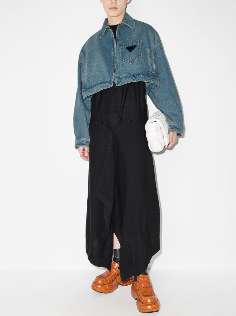 Logo Plaque Cropped Denim Jacket