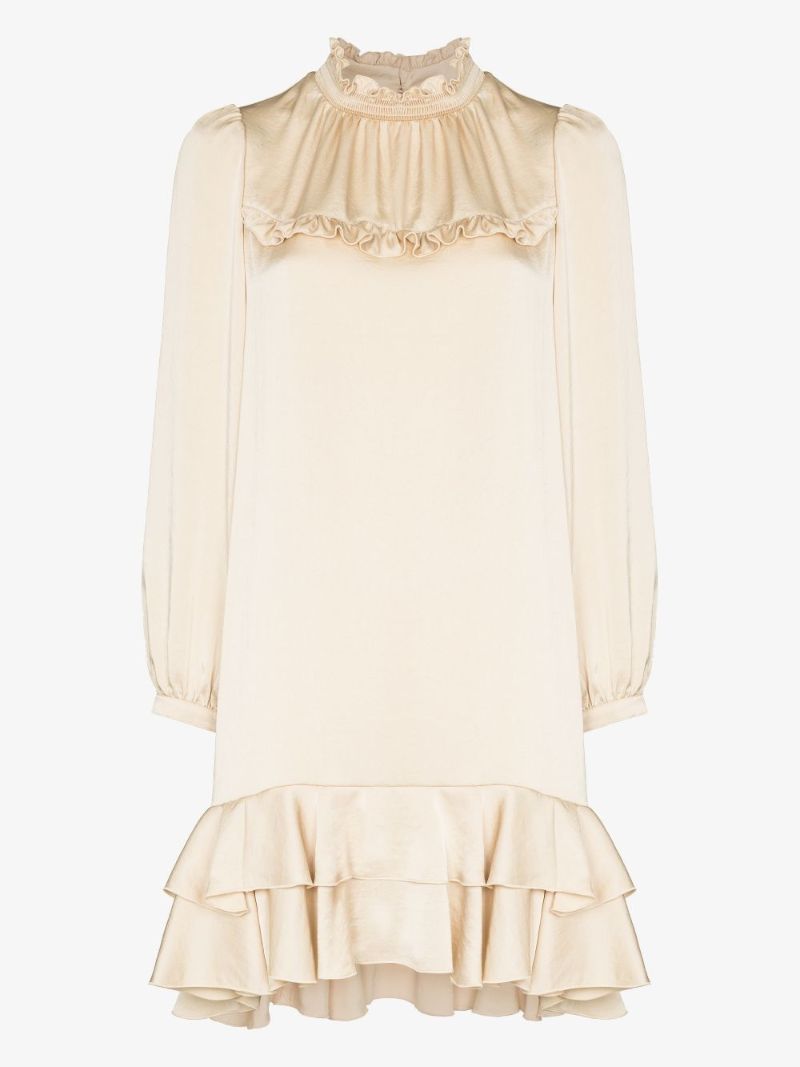 High Neck Ruffle Mini Dress