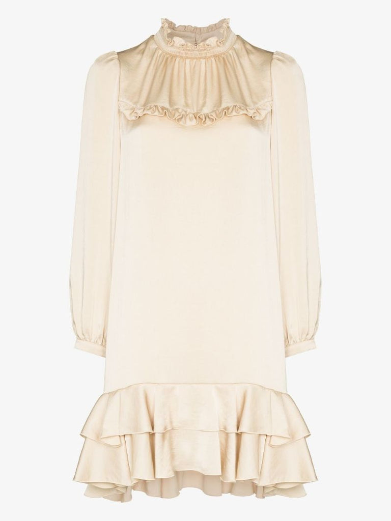 High Neck Ruffle Mini Dress