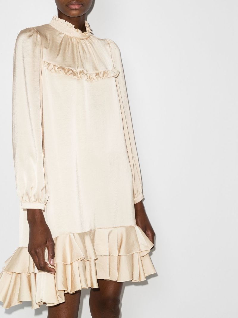 High Neck Ruffle Mini Dress