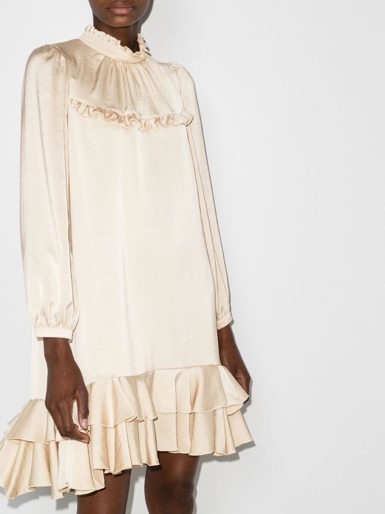 High Neck Ruffle Mini Dress