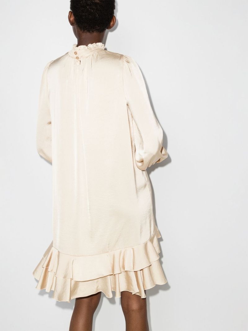 High Neck Ruffle Mini Dress