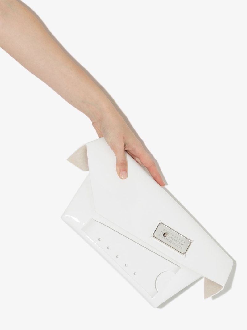 White Snatched Medium Leather Clutch Bag