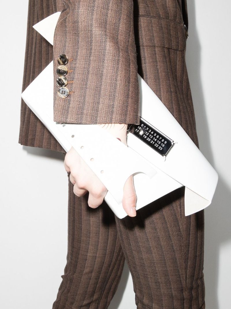 White Snatched Medium Leather Clutch Bag