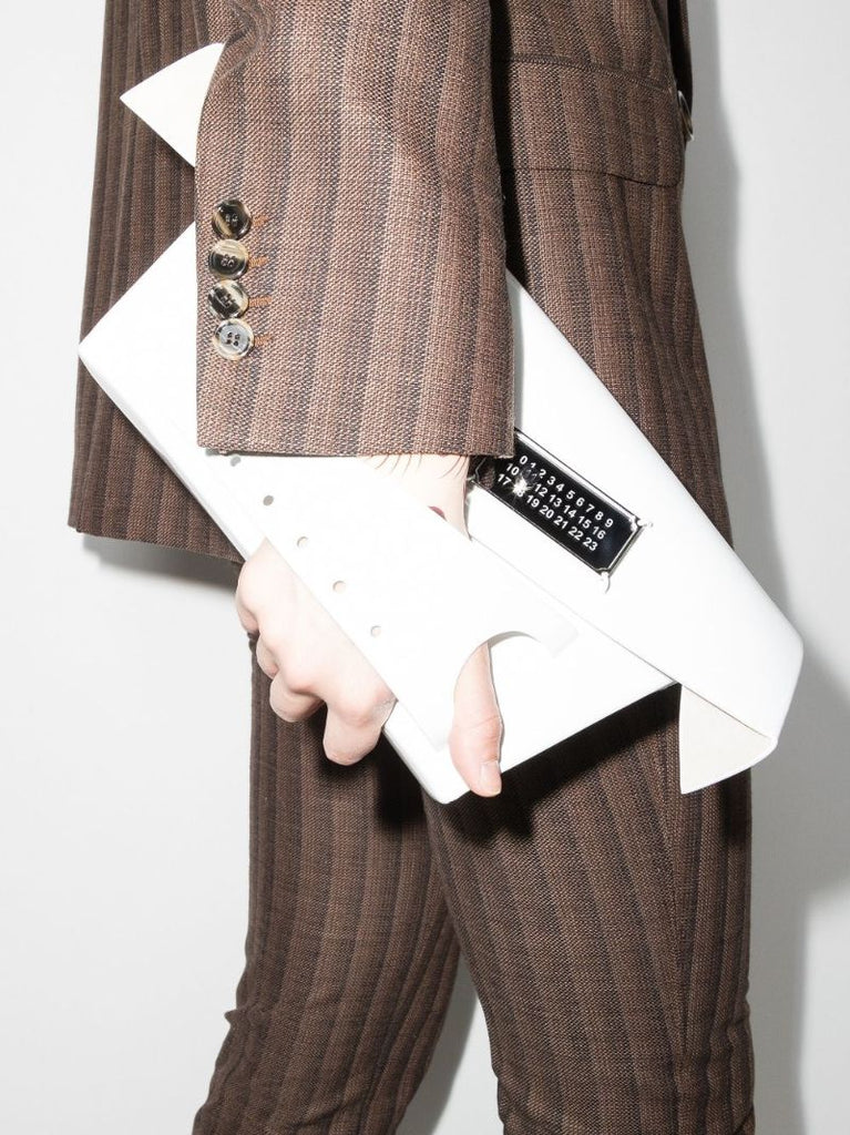 White Snatched Medium Leather Clutch Bag