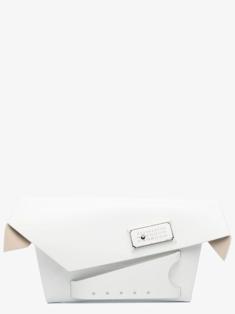White Snatched Medium Leather Clutch Bag