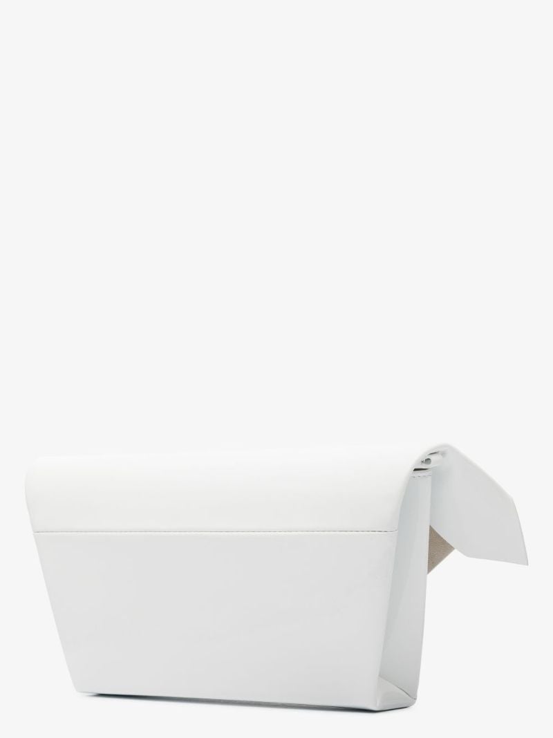 White Snatched Medium Leather Clutch Bag