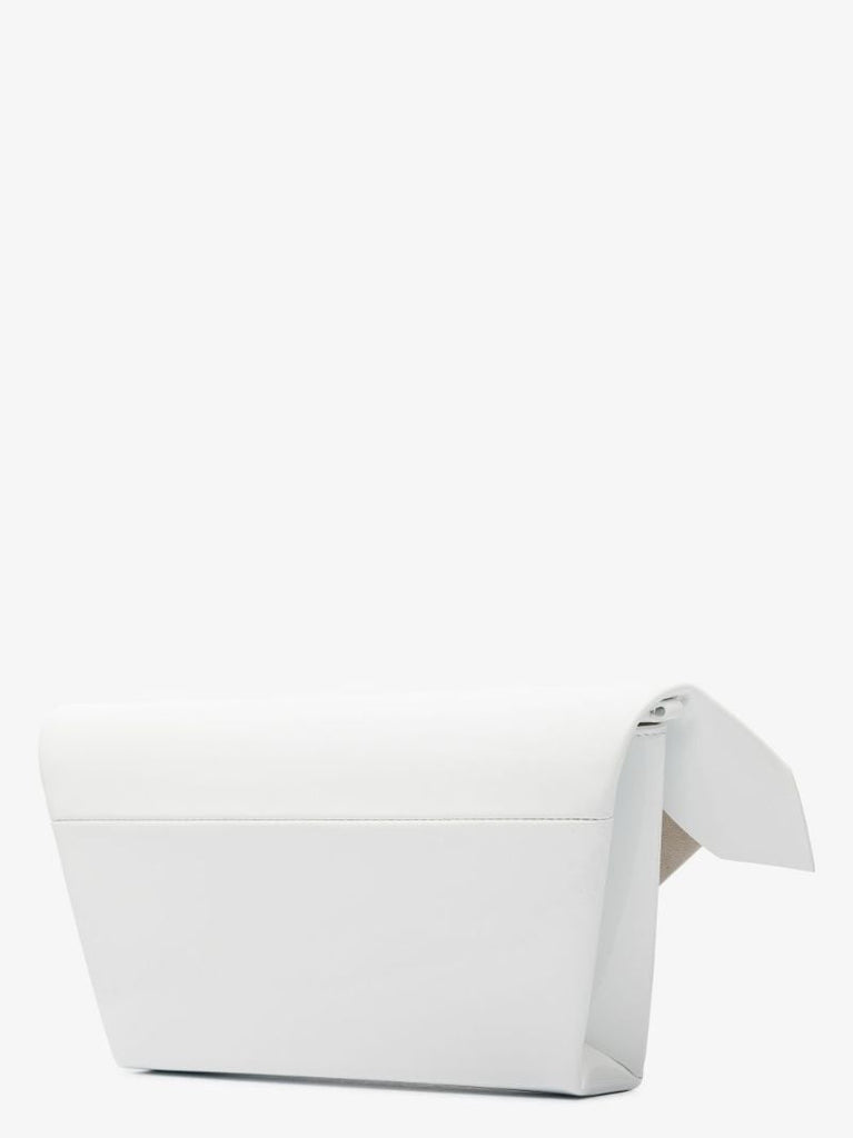 White Snatched Medium Leather Clutch Bag