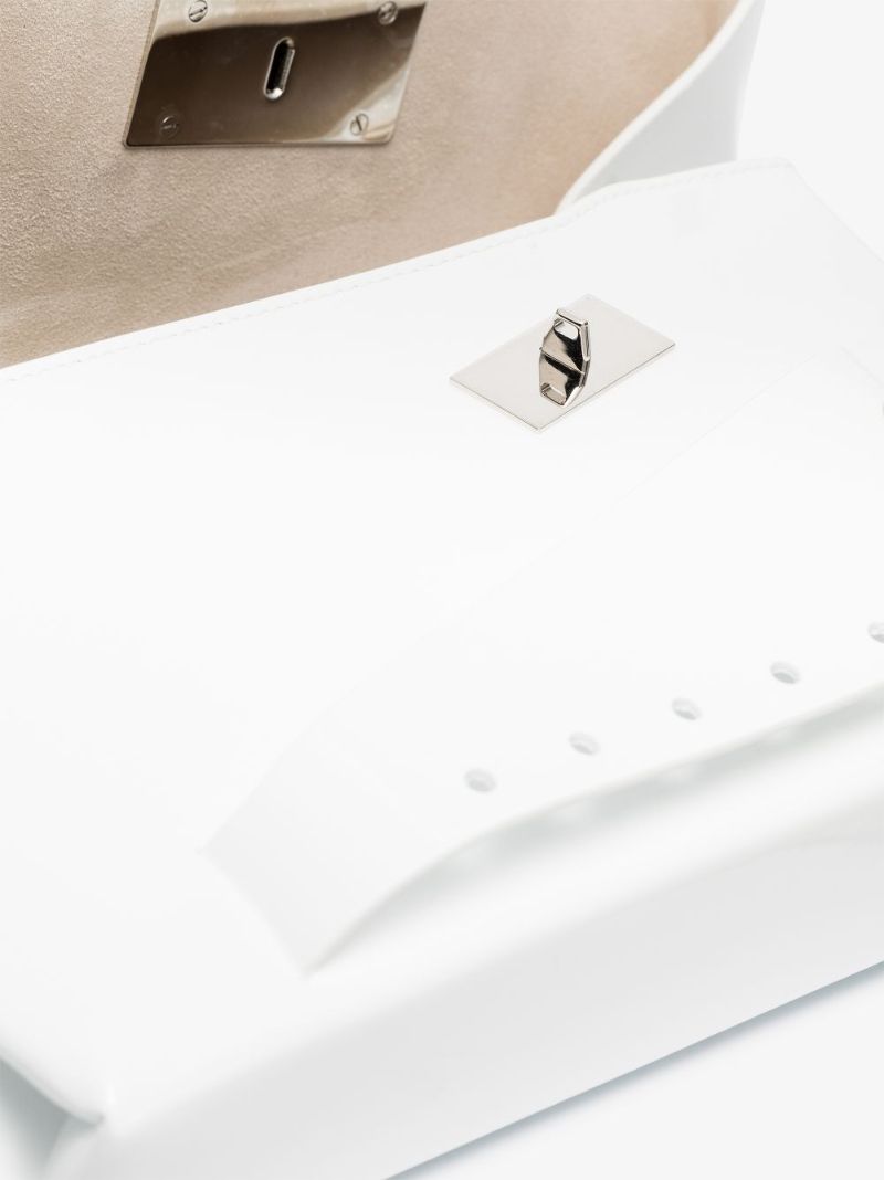 White Snatched Medium Leather Clutch Bag