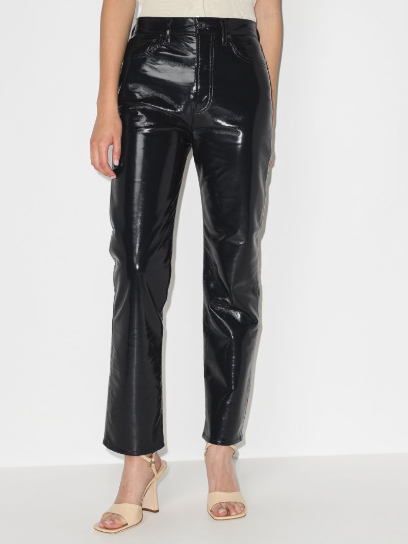 Black '90s Pinch Waist Straight-leg Trousers