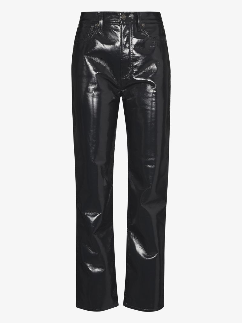 Black '90s Pinch Waist Straight-leg Trousers