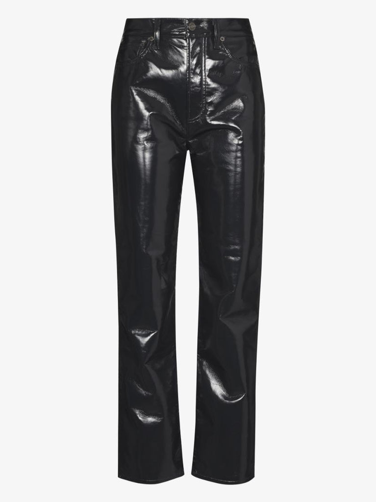 Black '90s Pinch Waist Straight-leg Trousers