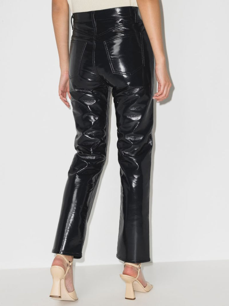 Black '90s Pinch Waist Straight-leg Trousers
