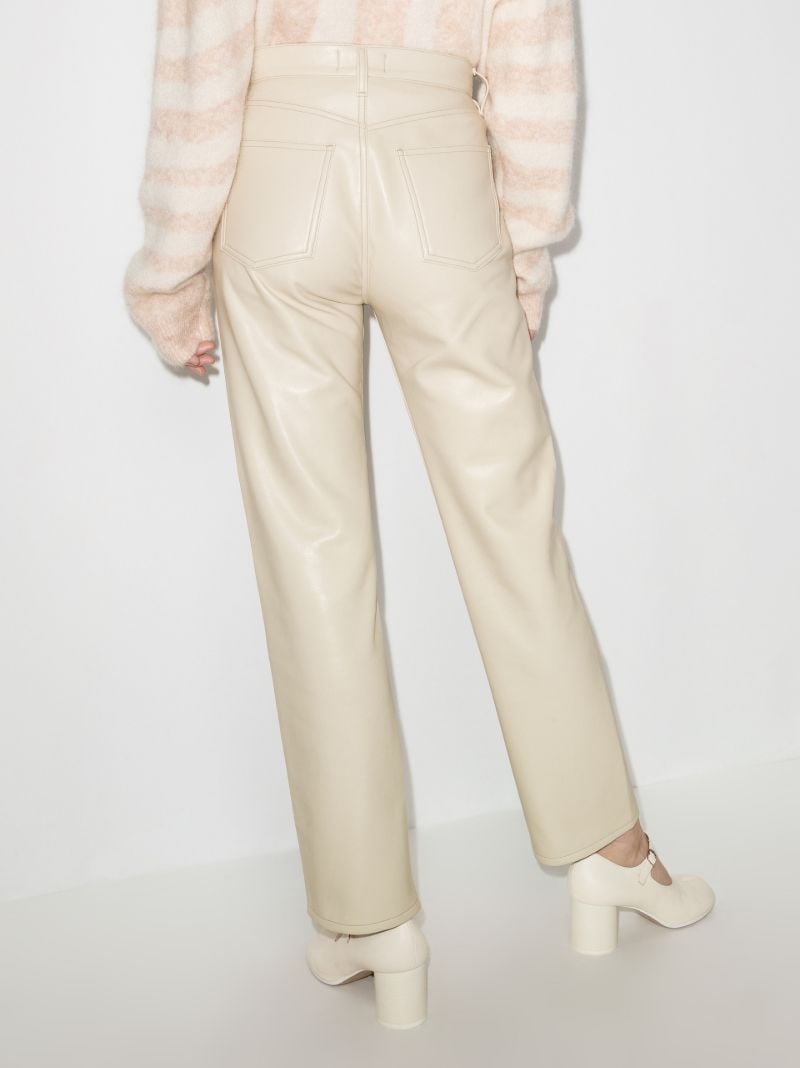Beige '90s Pinch Waist Straight-leg Trousers
