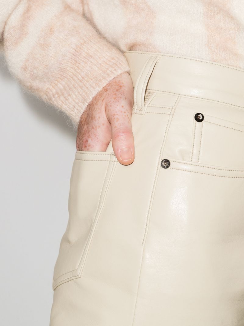 Beige '90s Pinch Waist Straight-leg Trousers