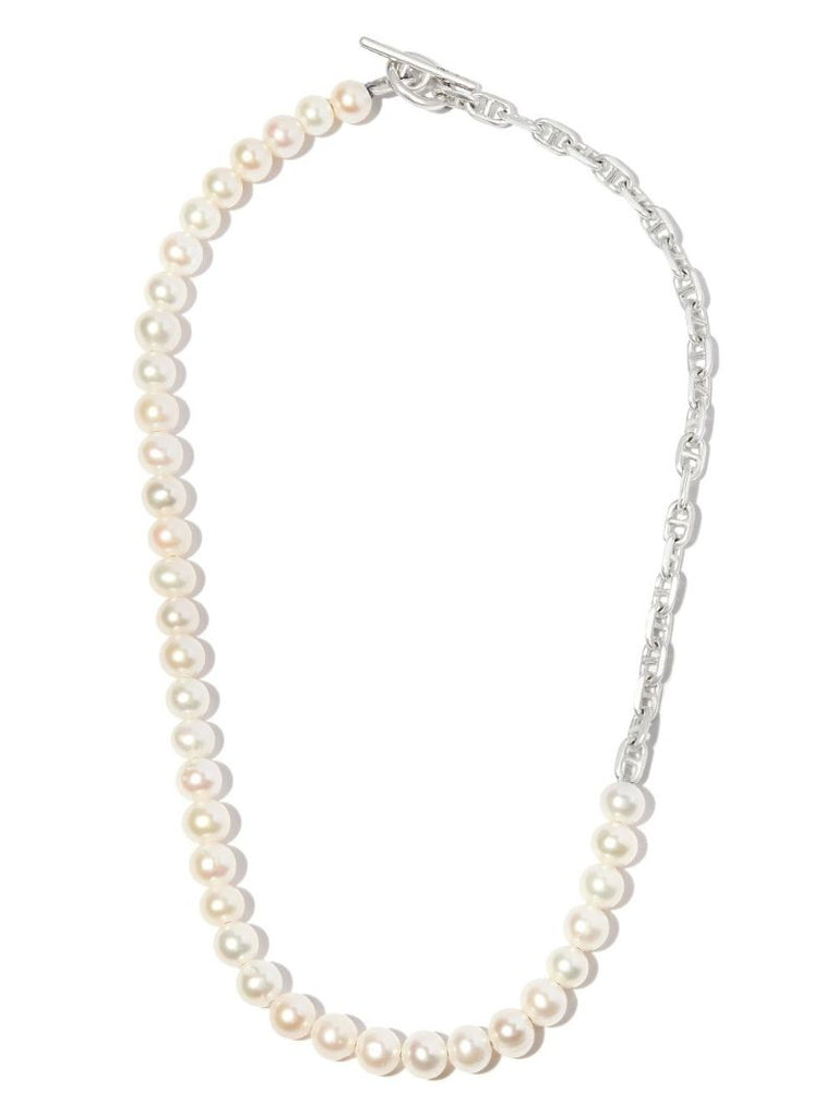 Silver-tone Perla Marinia Pearl Chain Necklace