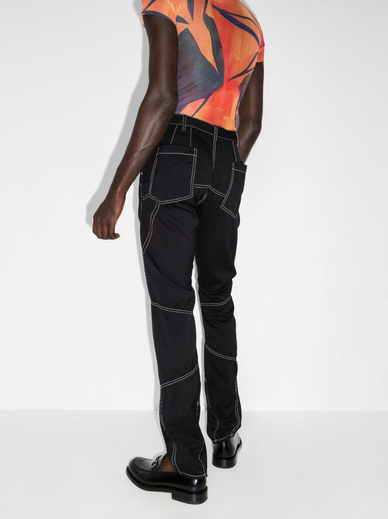 Topstitched Wool Trousers