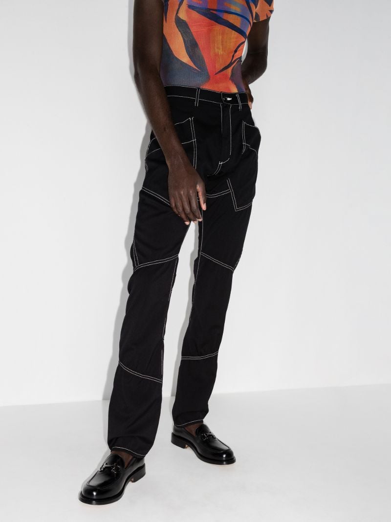 Topstitched Wool Trousers