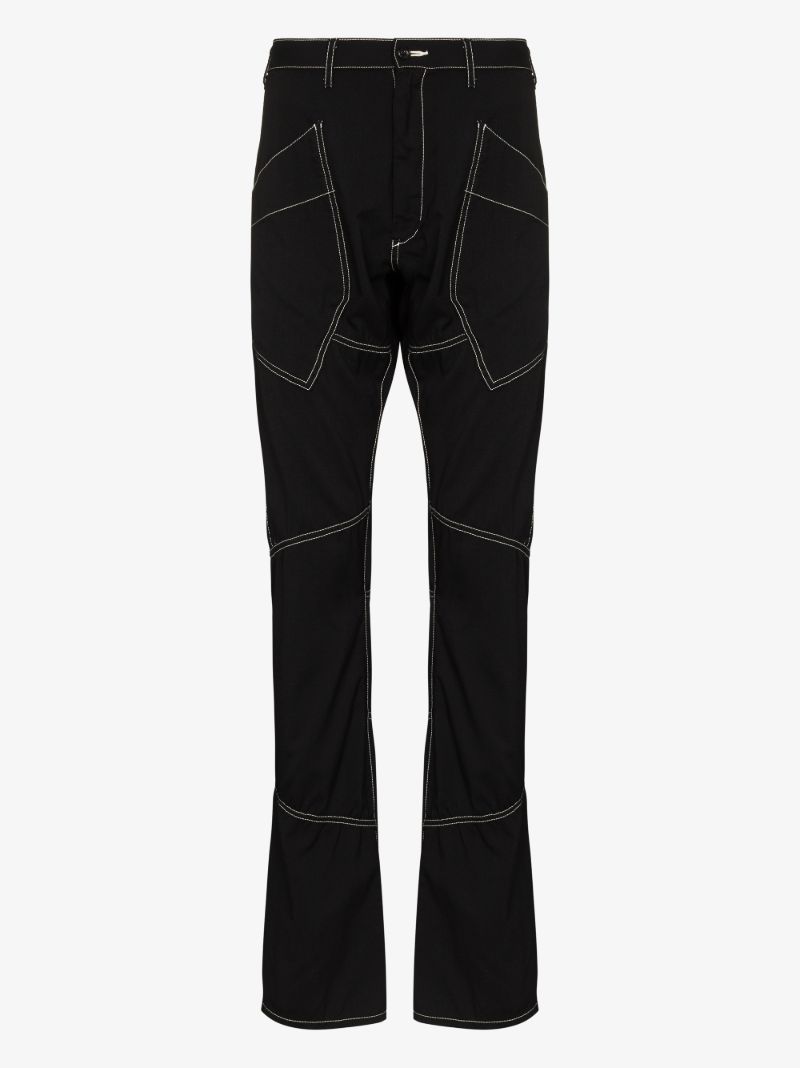 Topstitched Wool Trousers