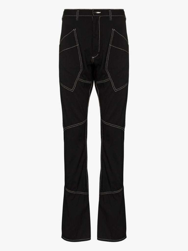 Topstitched Wool Trousers