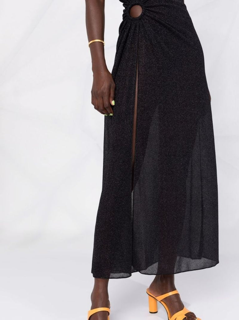 Black Metallic Asymmetric Dress