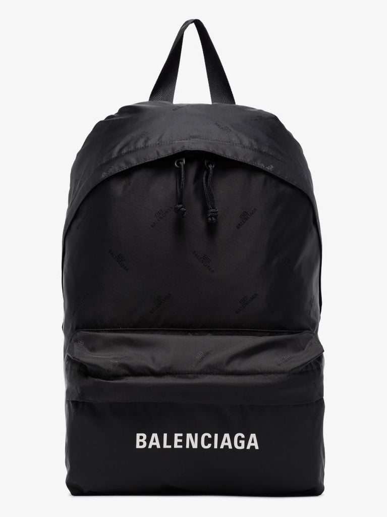 Black Logo Print Technical Backpack