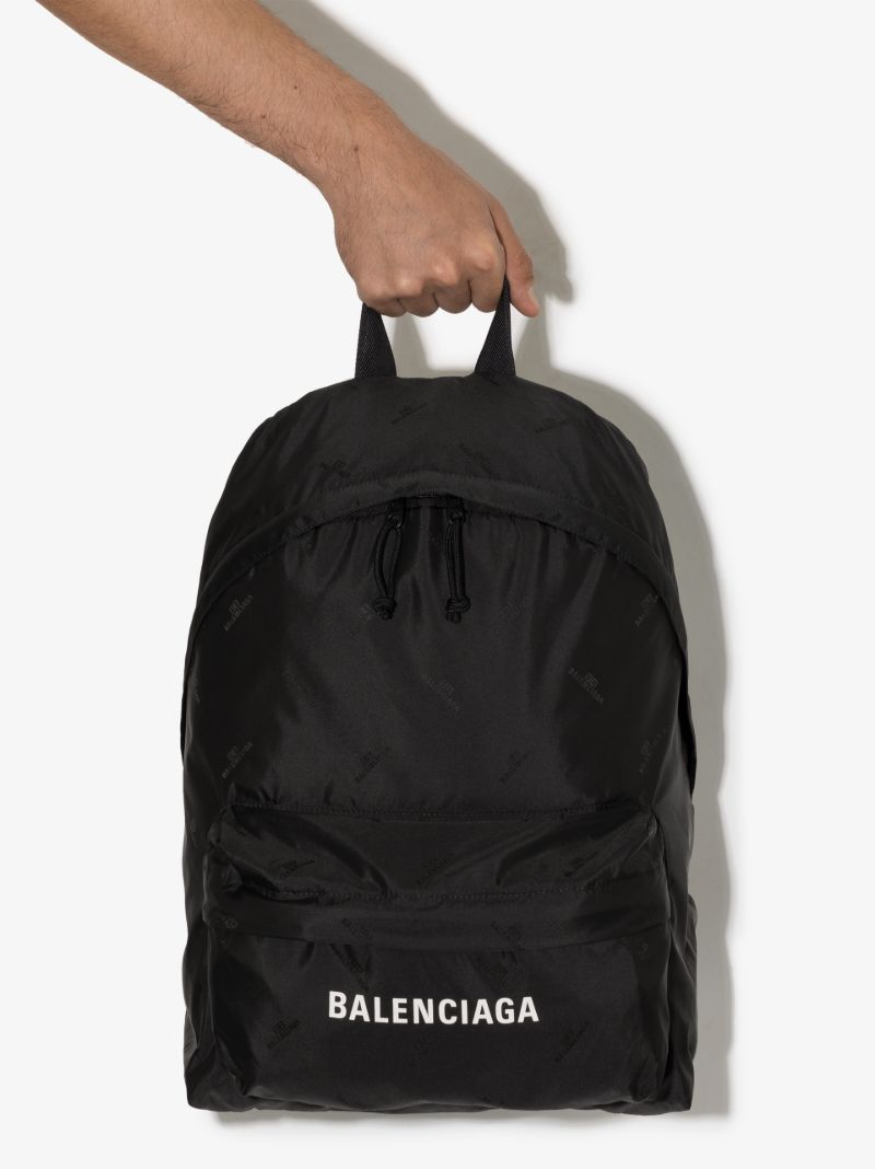 Black Logo Print Technical Backpack